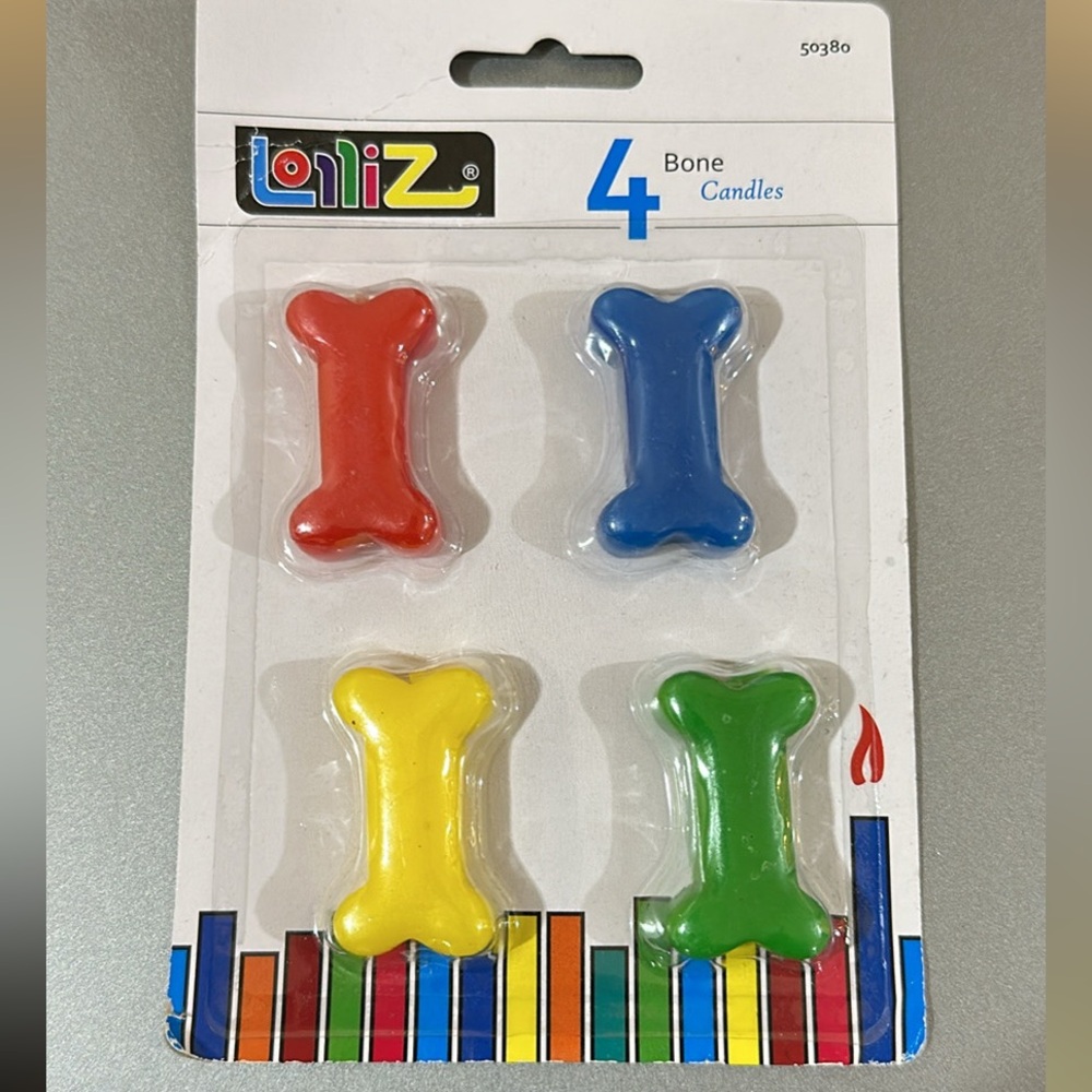 Colorful Dog Bone-Shaped Birthday Candles Set